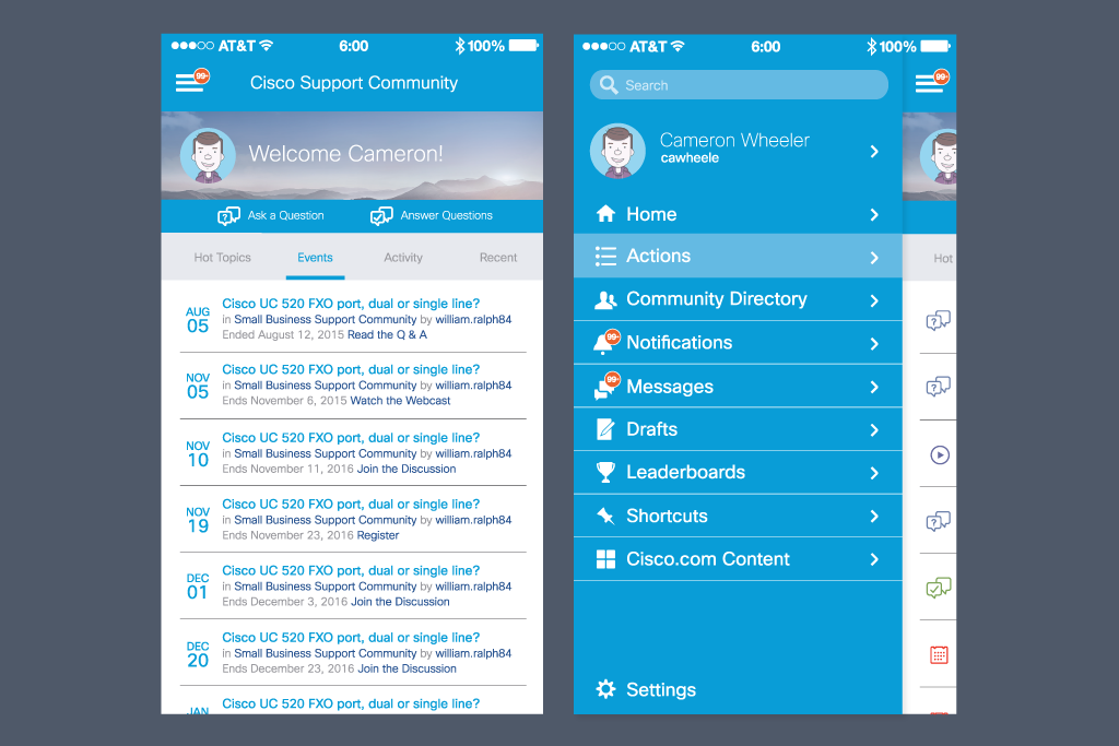 Logged in Homepage & Menu